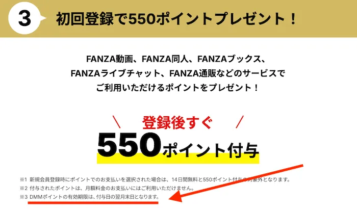 FANZA TV 550ポイント有効期限