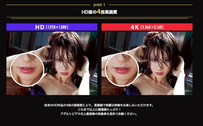 FANZA 4kとHDの比較